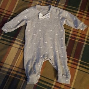 Mustache bowtie romper